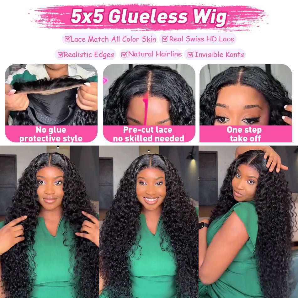Curly Deep Wave Lace Front Wig – Natural 150% - HalleBeauty
